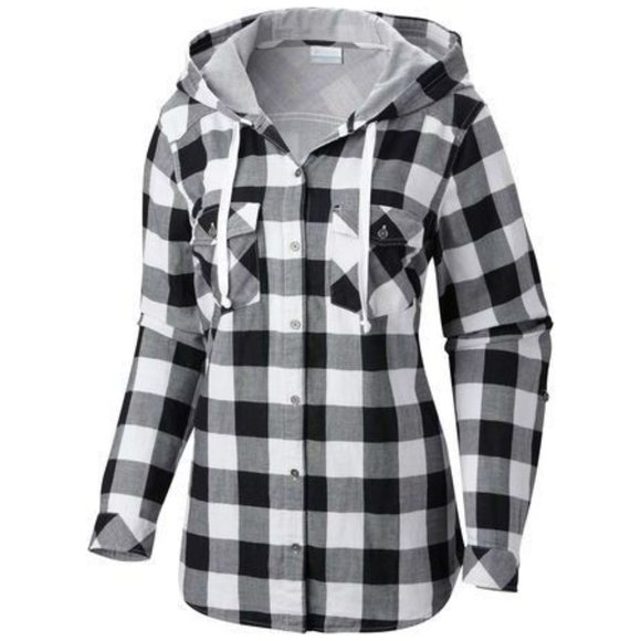 Columbia Womens Hooded Plaid Shirt 